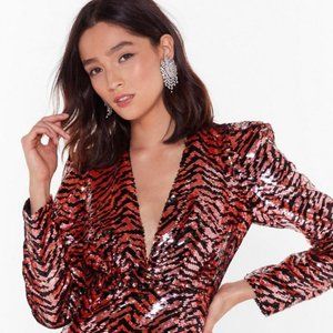 Nasty Gal Sequin Zebra Mini Dress